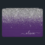 Purple Silver Glitter Girly Glam Monogram<br><div class="desc">Silver and Purple Faux Foil Metallic Sparkle Glitter Script Monogram Name Laptop Case. This makes the perfect sweet 16 birthday,  wedding,  bridal shower,  anniversary,  baby shower or bachelorette party gift for someone that loves glam luxury and chic styles.</div>