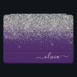 Purple Silver Glitter Girly Glam Monogram  iPad Pro Cover<br><div class="desc">Silver and Purple Faux Foil Metallic Sparkle Glitter Script Monogram Name Laptop Case. This makes the perfect sweet 16 birthday,  wedding,  bridal shower,  anniversary,  baby shower or bachelorette party gift for someone that loves glam luxury and chic styles.</div>