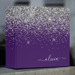 Purple Silver Glitter Girly Monogram Name 3 Ring Binder<br><div class="desc">Silver and Purple Sparkle Glitter Script Monogram Name Binder. This makes the perfect sweet 16 birthday,  wedding,  bridal shower,  anniversary,  baby shower or bachelorette party gift for someone that loves glam luxury and chic styles.</div>
