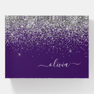 Purple Silver Glitter Girly Monogram Name Paperweight