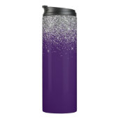 Purple Silver Glitter Girly Monogram Name Thermal Tumbler (Rotated Right)