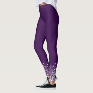 Balck and purple glitter girls leggings with monogram – Wimziy&Co.