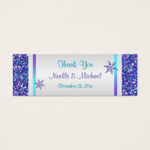 Purple Silver Glitter LOOK Snowflakes Favor Tag