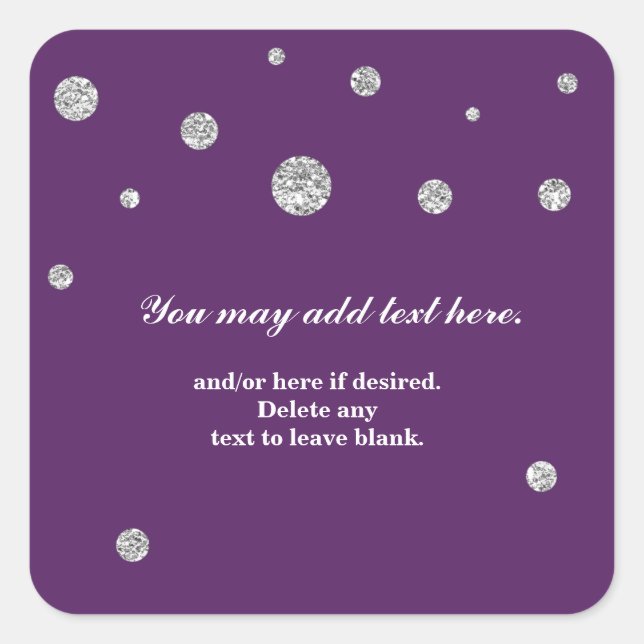 Purple & Silver Glitter Modern Dots Sticker (Front)