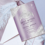 Purple Silver Glitter Princess Tiara Sweet 16 Invi Invitation<br><div class="desc">This glamorous and girly sweet sixteen birthday party invitation is perfect for the stylish and trendy girl. It features a faux printed sparkly silver tiara crown with speckled and splatter glitter dust confetti on a purple dreamy metallic background. It's elegant, pretty, luxurious, and modern; the perfect design to impress her...</div>