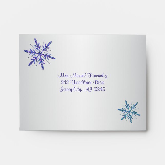 Purple, Silver Glitter Snowflake A2 for RSVP Card Envelope (Front)