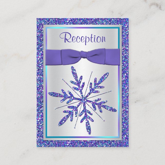 Purple, Silver Glitter Snowflake Enclosure Card (Front)