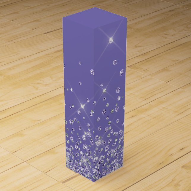Purple silver glitter sparkles elegant girls wine box (Front)