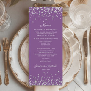 Purple Silver Glitter Wedding Reception Menu