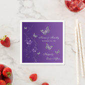 Purple Silver Gray Butterfly Floral Paper Napkins (Insitu)