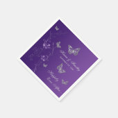 Purple Silver Gray Butterfly Floral Paper Napkins (Corner)