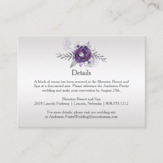 Purple Silver Gray Floral Detail Enclosure Cards