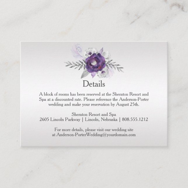 Purple Silver Gray Floral Detail Enclosure Cards (Front)