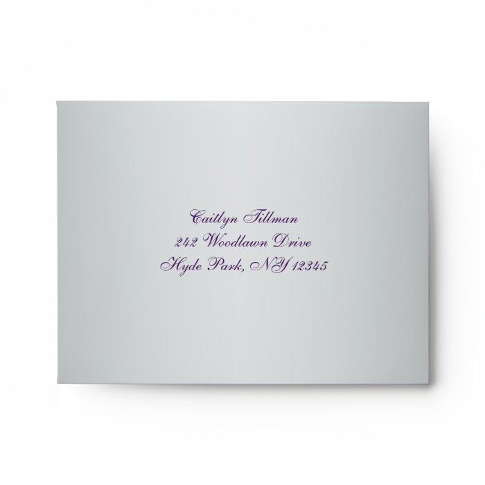 Purple, Silver Gray Floral Envelope for RSVP Card by NiteOwlStudio