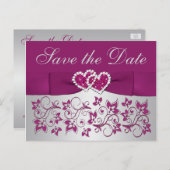 Purple, Silver Gray Floral Save the Date Postcard (Front/Back)