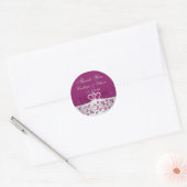 Purple, Silver Gray Floral Wedding Favor Sticker (Envelope)