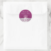Purple, Silver Gray Floral Wedding Favor Sticker (Bag)