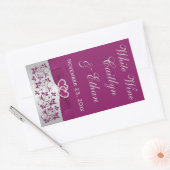 Purple, Silver Gray Floral Wedding Wine Bottle Rectangular Sticker (Envelope)