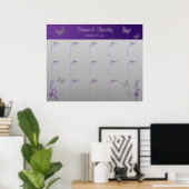 Purple, Silver Gray Table Seating Poster (Home Office)