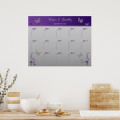 Purple, Silver Gray Table Seating Poster (Kitchen)