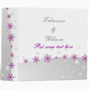 Purple silver grey white snowflake wedding planner binder