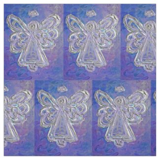 Purple Silver Guardian Angel Art Fabric Material