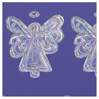 Purple Silver Guardian Angel Art Fabric Material