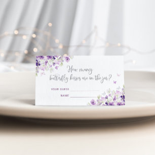 Purple silver guess how many butterfly kisses enclosure card
