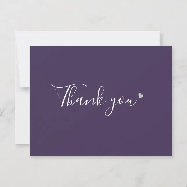 Purple Silver Heart Chic Script Business Thank You Card | Zazzle