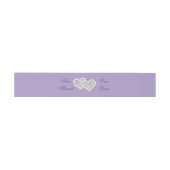 Purple Silver Hearts Wedding Invitation Belly Band (Flat)