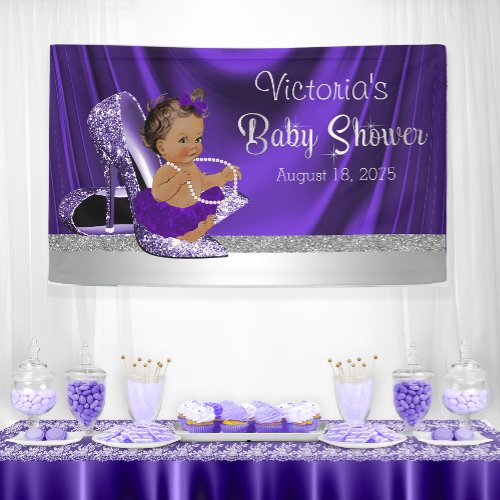 Purple Silver High Heel Shoe Ethnic Baby Banner