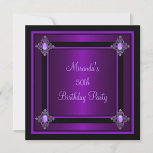 Purple Silver Jewel Black Event Party Invitation