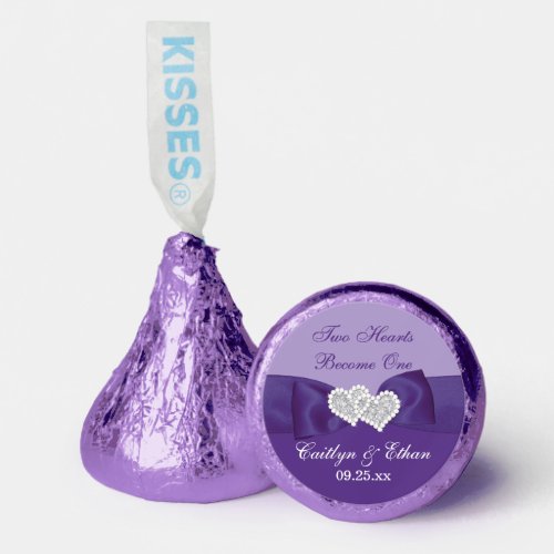 Purple Silver Joined Hearts Hersheys Kisses