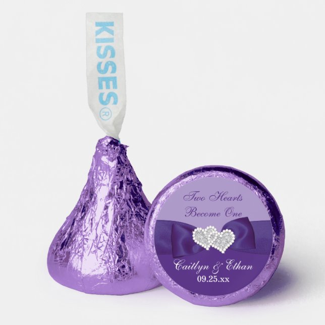Purple, Silver Joined Hearts Hershey®'s Kisses® (Front)