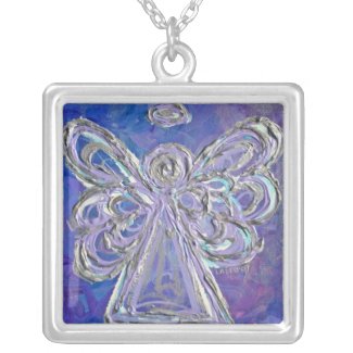 Purple, Silver, & Lavendar Angel Necklace Charm