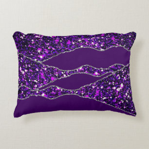 Purple Silver Luxury Elegant Liquid Texture Accent Pillow