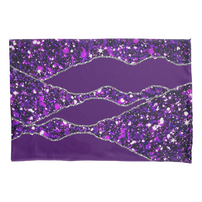 Purple Silver Luxury Elegant Liquid Texture  Pillow Case (Front)