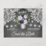 Purple Silver Mason Jar Wedding Save the Date Announcement Postcard