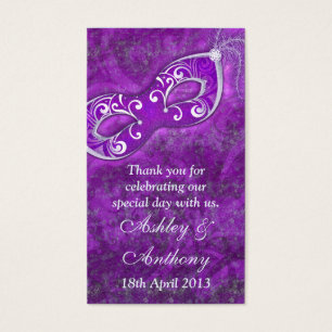 Purple Silver Masquerade Wedding Favour Tags