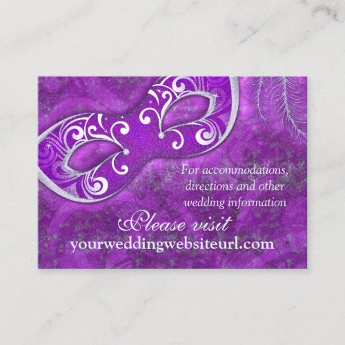 Purple Silver Masquerade Wedding Website Card