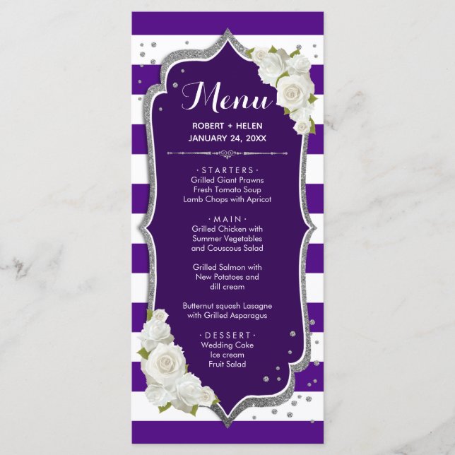 Purple Silver Menu Card (Front)