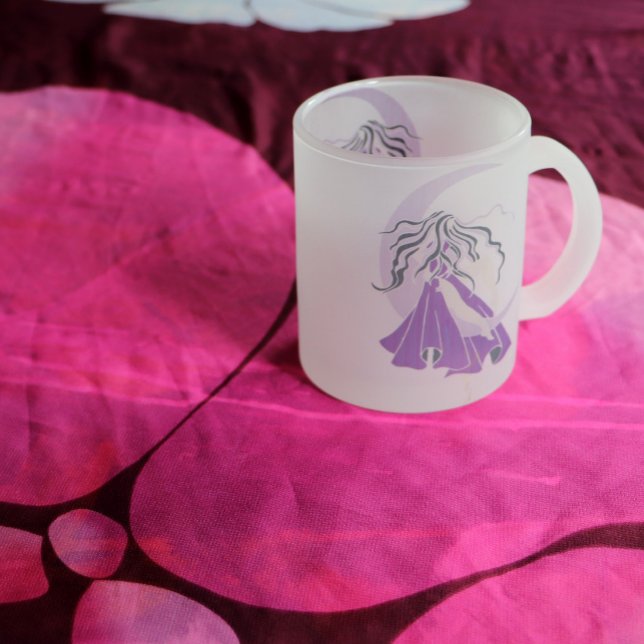 Purple Silver Moon Goddess Frosted Glass Coffee Mug (Creator Uploaded)