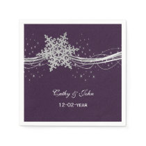 purple Silver  personalized wedding napkin