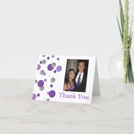 Purple Silver Polka Dot Wedding Thank You
