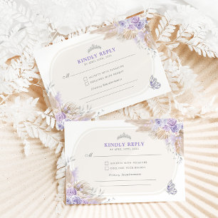 Purple Silver Quinceanera Mis Quince 15 Anos RSVP Enclosure Card