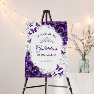 Purple Silver Quinceanera Welcome Foam Board