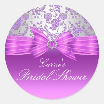 Purple & Silver Rose Bridal Shower Sticker by ExclusiveZazzle at Zazzle