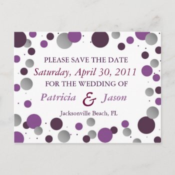 Purple & Silver Save The Date Postcard by chucklelite at Zazzle
