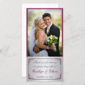 Purple, Silver Scrolled Wedding Photo Card (Front/Back)