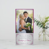 Purple, Silver Scrolled Wedding Photo Card (Standing Front)